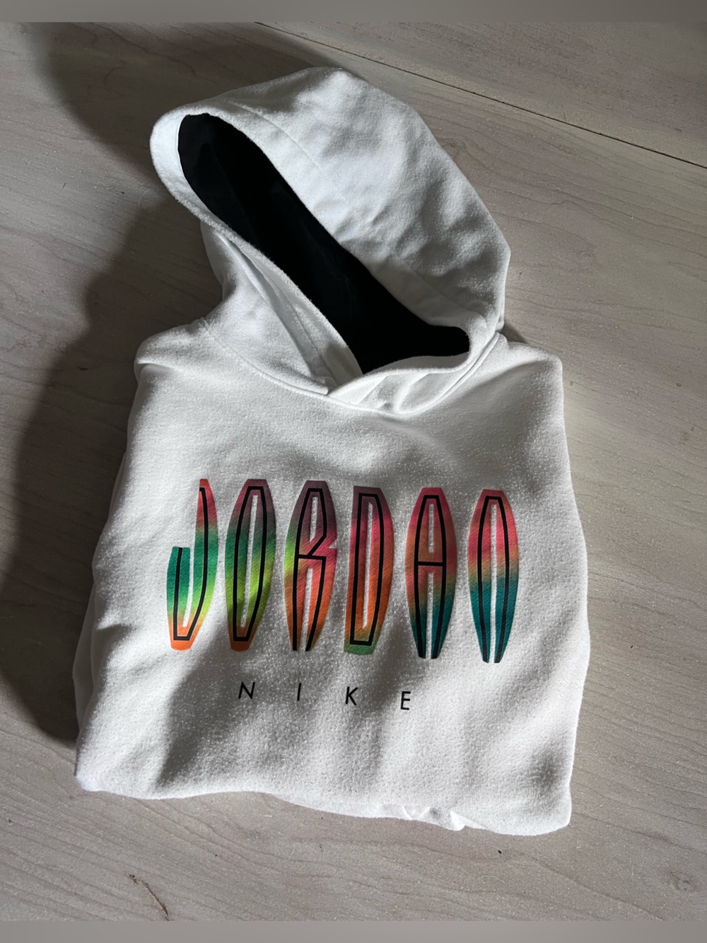 Jordan Kids Off-White Hoodie with Multicolor Gradient Logo